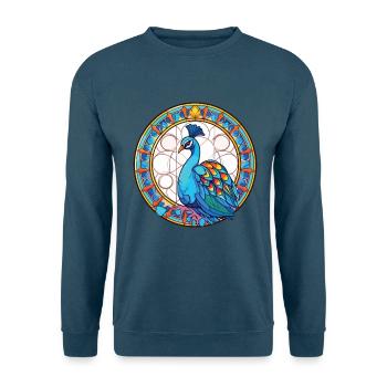 Pfau Buntes Aquarell Tier Illustration - Unisex Pullover - Indigoblau - Vorne