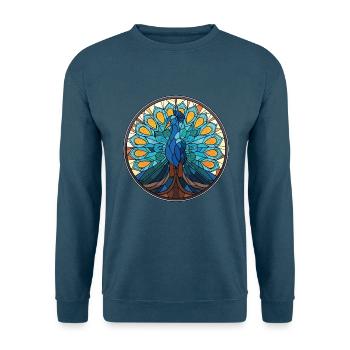 Pfau Buntes Aquarell Tier Illustration - Unisex Pullover - Indigoblau - Vorne