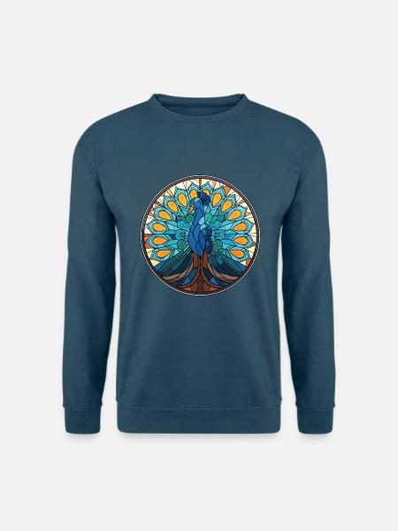 Pfau Buntes Aquarell Tier Illustration - Unisex Pullover - Indigoblau