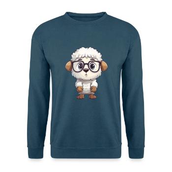 Schaf mit Brille Karikatur Kawaii Illustration - Unisex Pullover - Indigoblau - Vorne