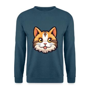 Hauskatze Cartoon Aquarell Illustration - Unisex Pullover - Indigoblau - Vorne