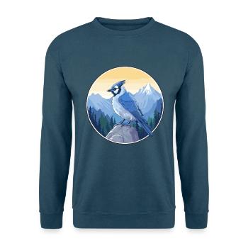 Blauer Eichelhäher Aquarell Karikatur Kawaii Haustier Tier Colo - Unisex Pullover - Indigoblau - Vorne