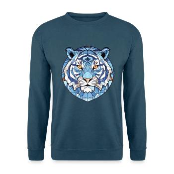 Blauer aquatischer Tiger Buntes Aquarell Tier Haustier - Unisex Pullover - Indigoblau - Vorne