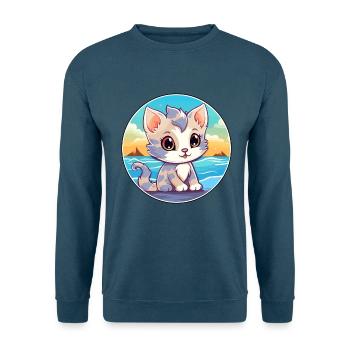 Kätzchen Aquarell Cartoon Kawaii Clipart Tier - Unisex Pullover - Indigoblau - Vorne