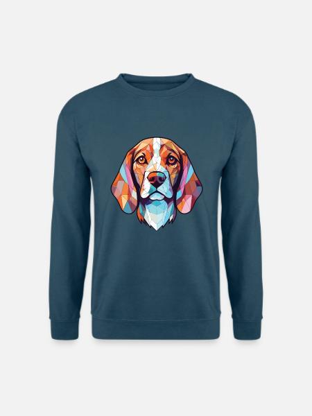 Beagle Hund Buntes Aquarell Tier Illustration - Unisex Pullover - Indigoblau