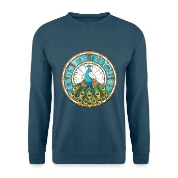 Pfauenbunte Aquarell-Tierillustration - Unisex Pullover - Indigoblau - Vorne