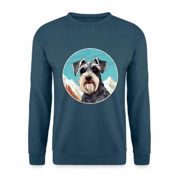 Mittelschnauzer Hunderasse Cartoon Kawaii Watercolo - Unisex Pullover - Indigoblau - Vorne