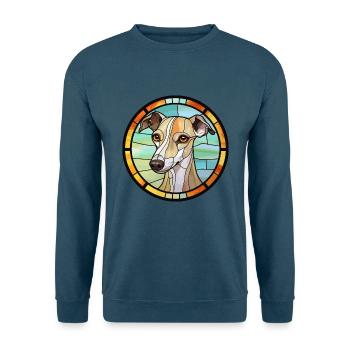 Englischer Whippet Hund Rasse Buntes Glas Bunt W - Unisex Pullover - Indigoblau - Vorne