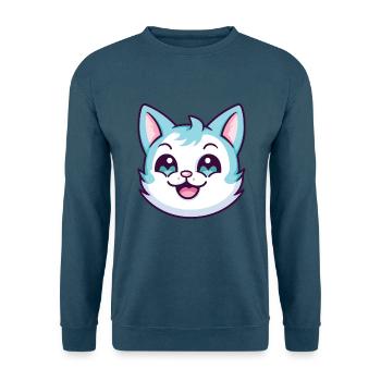 Hantilly Tiffany Katze Cartoon Aquarell Clipart - Unisex Pullover - Indigoblau - Vorne