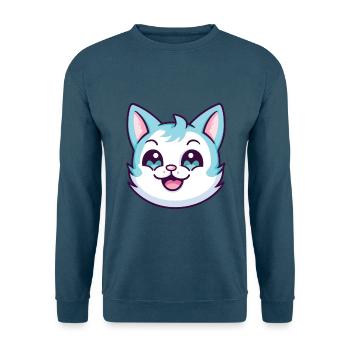 Hantilly Tiffany Katze Cartoon Aquarell Clipart - Unisex Pullover - Indigoblau - Vorne