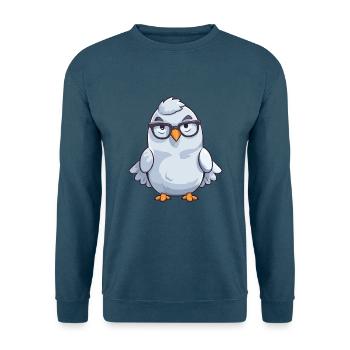Taube trägt Brille Cartoon Kawaii Illustration - Unisex Pullover - Indigoblau - Vorne