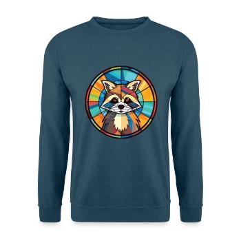 Waschbär buntes Aquarell Tier Haustier Illustration - Unisex Pullover - Indigoblau - Vorne