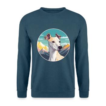 Whippet Hund Rasse Cartoon Kawaii Aquarell - Unisex Pullover - Indigoblau - Vorne