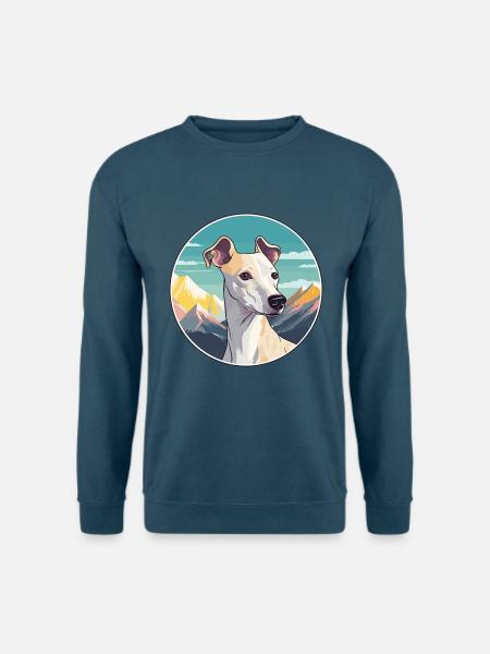 Whippet Hund Rasse Cartoon Kawaii Aquarell - Unisex Pullover - Indigoblau