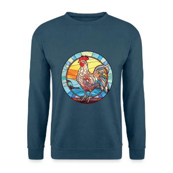 Bunte Aquarell-Tierillustration des Huhns - Unisex Pullover - Indigoblau - Vorne