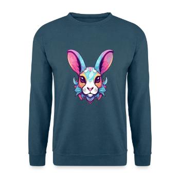 Hase buntes Aquarell Cartoon Kawaii Tier - Unisex Pullover - Indigoblau - Vorne