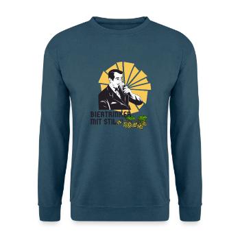 Biertrinker mit Stil - Unisex Pullover - Indigoblau - Vorne