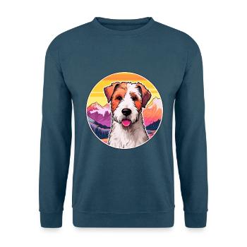 Draht Foxterrier Hunderasse Karikatur Kawaii Watercol - Unisex Pullover - Indigoblau - Vorne