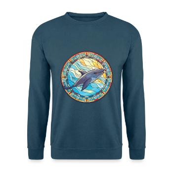 Bunte Aquarell-Tierillustration des Blauwals - Unisex Pullover - Indigoblau - Vorne
