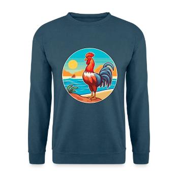 Hahn Aquarell Karikatur Kawaii Clipart Tier - Unisex Pullover - Indigoblau - Vorne