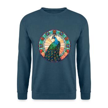 Pfau Buntes Aquarell Tier Illustration - Unisex Pullover - Indigoblau - Vorne