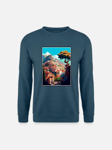 Taormina Italien Vintage Reiseposter WPA Souvenir - Unisex Pullover - Indigoblau
