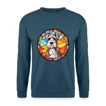 Miniaturschnauzer Hunderasse Buntglas Colorf - Unisex Pullover - Indigoblau - Vorne