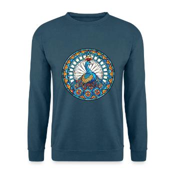 Pfau Buntes Aquarell Tier Illustration - Unisex Pullover - Indigoblau - Vorne