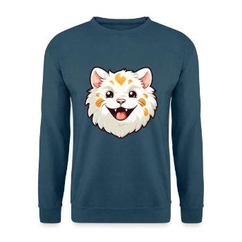 Laperm Katze Karikatur Aquarell Illustration - Unisex Pullover - Indigoblau - Vorne