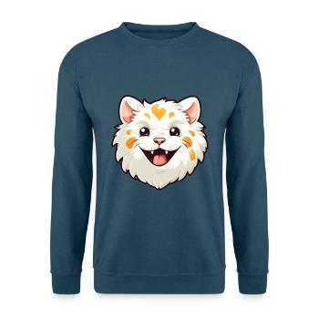 Laperm Katze Karikatur Aquarell Illustration - Unisex Pullover - Indigoblau - Vorne