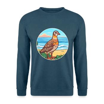 Rebhuhn Aquarell Karikatur Kawaii Clipart Tier - Unisex Pullover - Indigoblau - Vorne