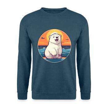 Eisbär Lustige Karikatur Kawaii Strand Illustration - Unisex Pullover - Indigoblau - Vorne