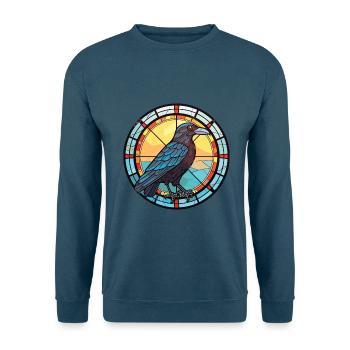 Bunte Aquarell-Tierhaustierillustration der Krähe - Unisex Pullover - Indigoblau - Vorne