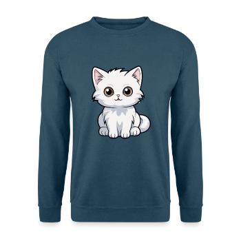 Katze niedliche Karikatur Kawaii Aquarell Tier Haustier - Unisex Pullover - Indigoblau - Vorne