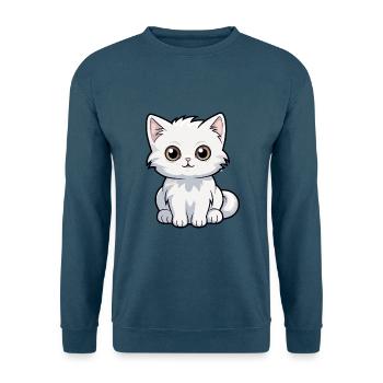 Katze niedliche Karikatur Kawaii Aquarell Tier Haustier - Unisex Pullover - Indigoblau - Vorne