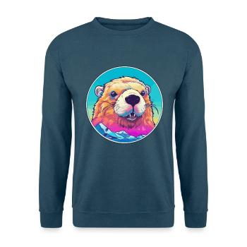 Murmeltier Aquarell Karikatur Kawaii Haustier Tier Col - Unisex Pullover - Indigoblau - Vorne