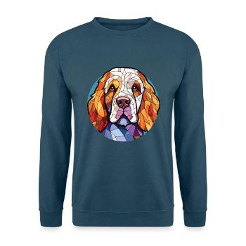 Clumber Spaniel Hunderasse Aquarell Illustration - Unisex Pullover - Indigoblau - Vorne