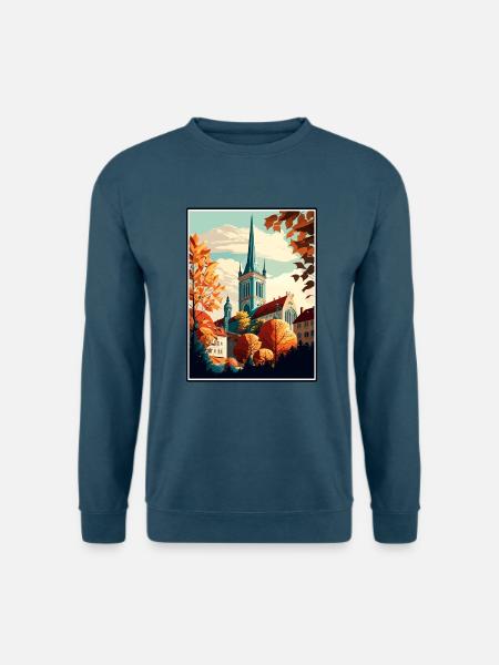 Augsburg Deutschland Vintage Reiseposter Souvenir - Unisex Pullover - Indigoblau