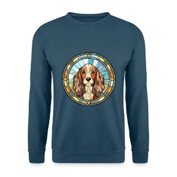 Picardie Spaniel Hunderasse Buntglas Bunt W - Unisex Pullover - Indigoblau - Vorne