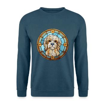 Lowchen Kleiner Löwe Hund Rasse Buntglas Farbe - Unisex Pullover - Indigoblau - Vorne