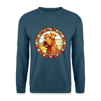 Irish Terrier Hunderasse Buntes Glas Wat - Unisex Pullover - Indigoblau - Vorne