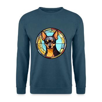 Englisch Toy Terrier Hunderasse Buntglas Farbe - Unisex Pullover - Indigoblau - Vorne