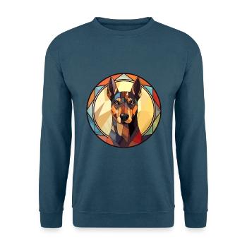 Dobermann Hunderasse Buntes Glas Buntes Wassercol - Unisex Pullover - Indigoblau - Vorne