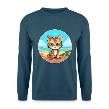 Kätzchen Aquarell Cartoon Kawaii Clipart Tier - Unisex Pullover - Indigoblau - Vorne