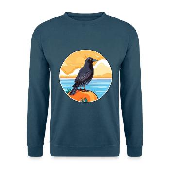 Krähe Aquarell Cartoon Kawaii Clipart Tier - Unisex Pullover - Indigoblau - Vorne