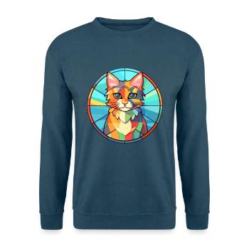 Katze Buntes Glas Bunte Karikatur Kawaii Tier - Unisex Pullover - Indigoblau - Vorne