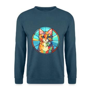 Katze Buntes Glas Bunte Karikatur Kawaii Tier - Unisex Pullover - Indigoblau - Vorne