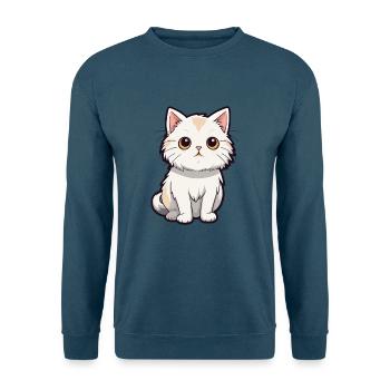 Katze niedliche Karikatur Kawaii Aquarell Tier Haustier - Unisex Pullover - Indigoblau - Vorne