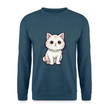 Katze niedliche Karikatur Kawaii Aquarell Tier Haustier - Unisex Pullover - Indigoblau - Vorne