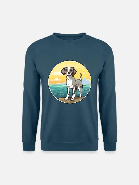 Kromfohrlander Hund Rasse Cartoon Kawaii Clipart - Unisex Pullover - Indigoblau